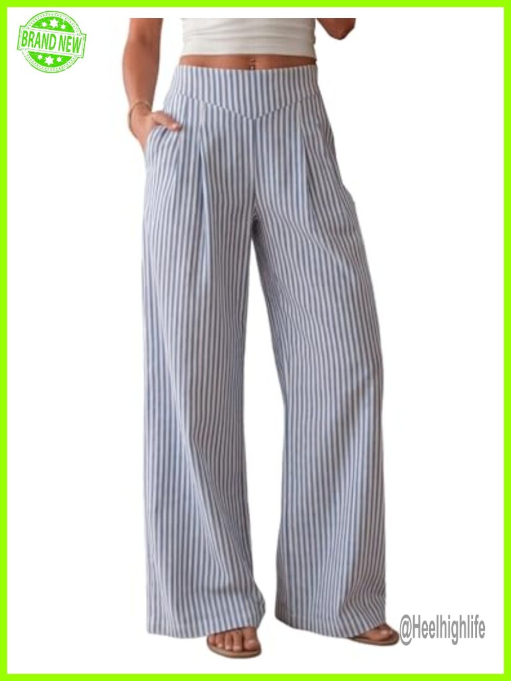 Women's Cotton Linen Wide Leg Palazzo Pants Pull On High Rise Summer Lounge